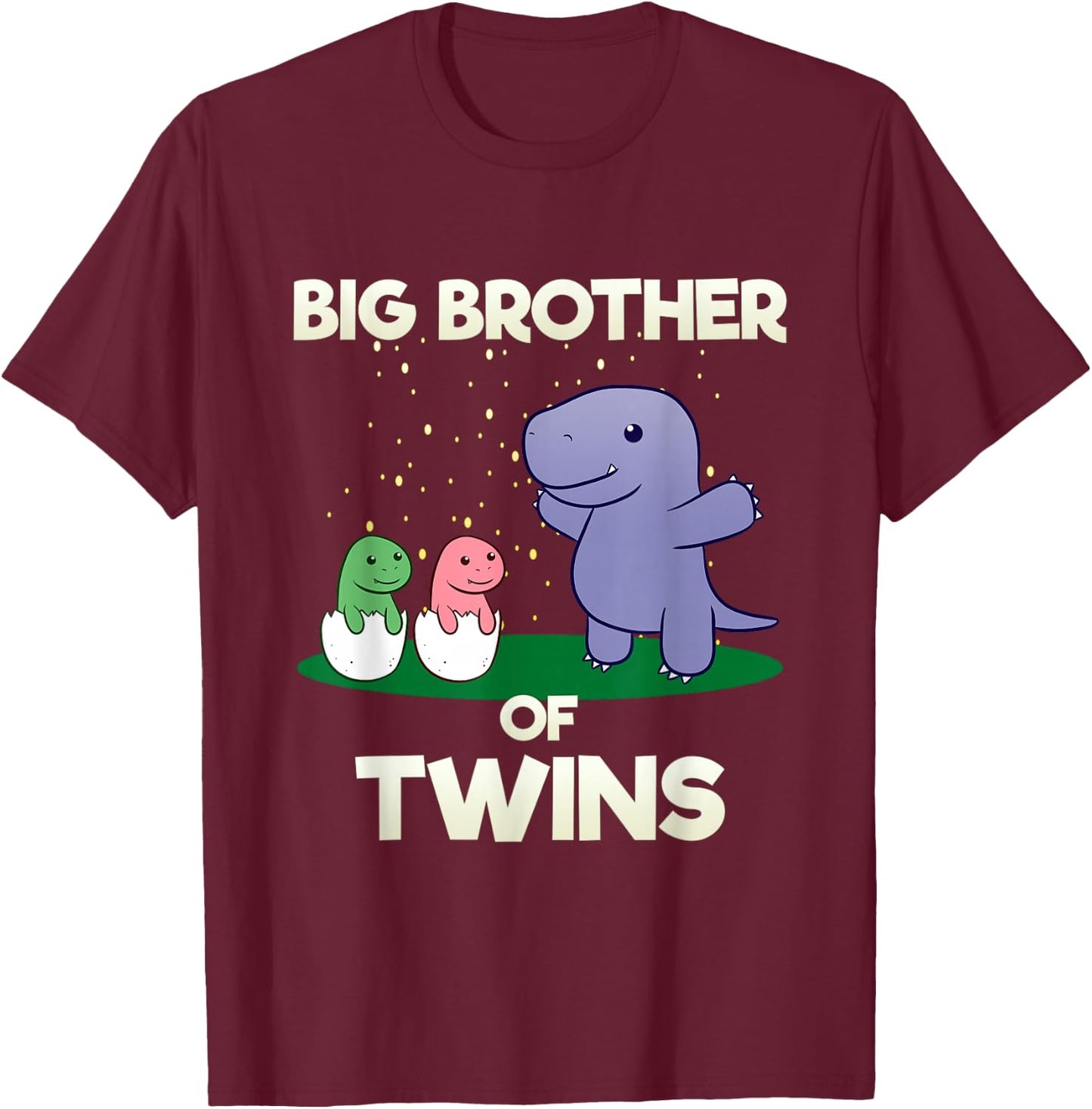 Big Brothersaurus Of Twins Dinosaur Newborns Brother T-Shirt - T-Shirt | Maroon