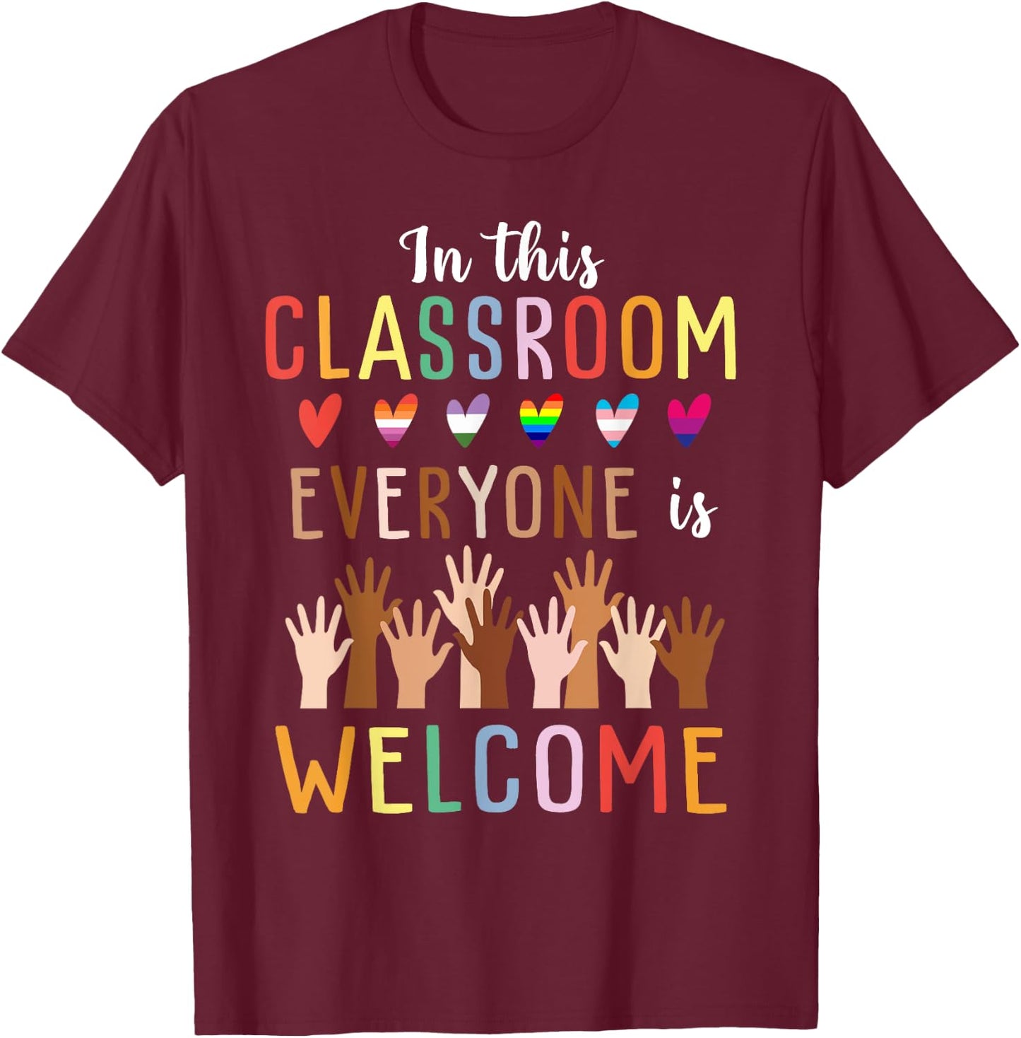 In This Classroom Everyone Is Welcome For Teacher T-Shirt - T-Shirt | Maroon