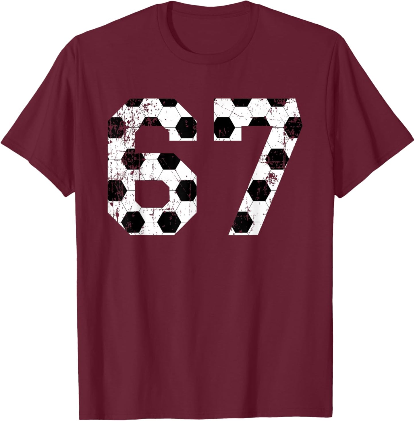 Vintage Soccer 67 Jersey Number T-Shirt - T-Shirt | Maroon