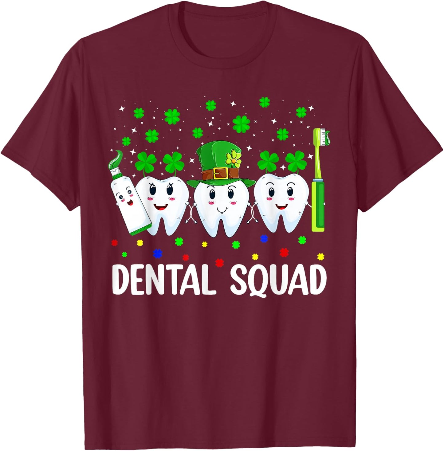 Dental Squad Irish Leprechaun Tooth Dentist St Patrick's Day T-Shirt - T-Shirt | Maroon