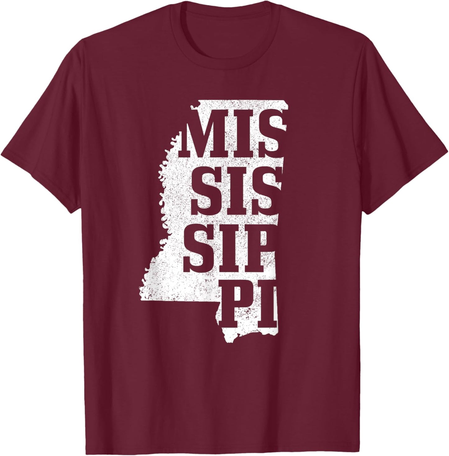 Mississippi Vintage State Map Pride T-Shirt - T-Shirt | Maroon