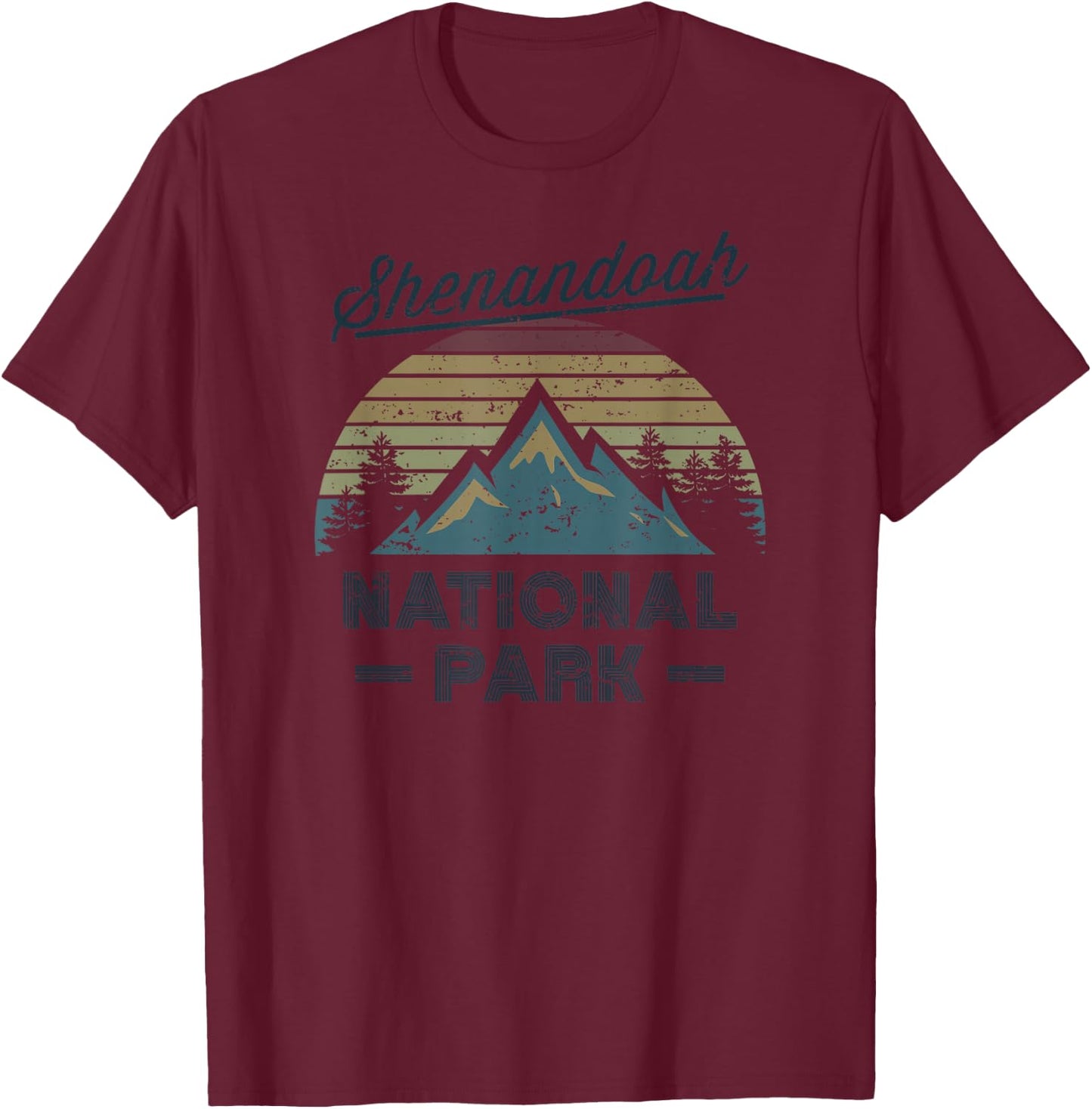 SHENANDOAH NATIONAL PARK Vintage Sunset Love Hiking Camping T-Shirt - T-Shirt | Maroon