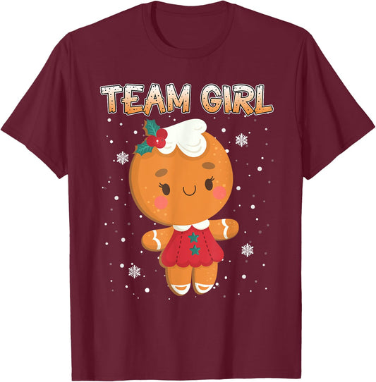 Christmas Gingerbread Team Girl Gender Reveal Shirt Women T-Shirt - T-Shirt | Maroon