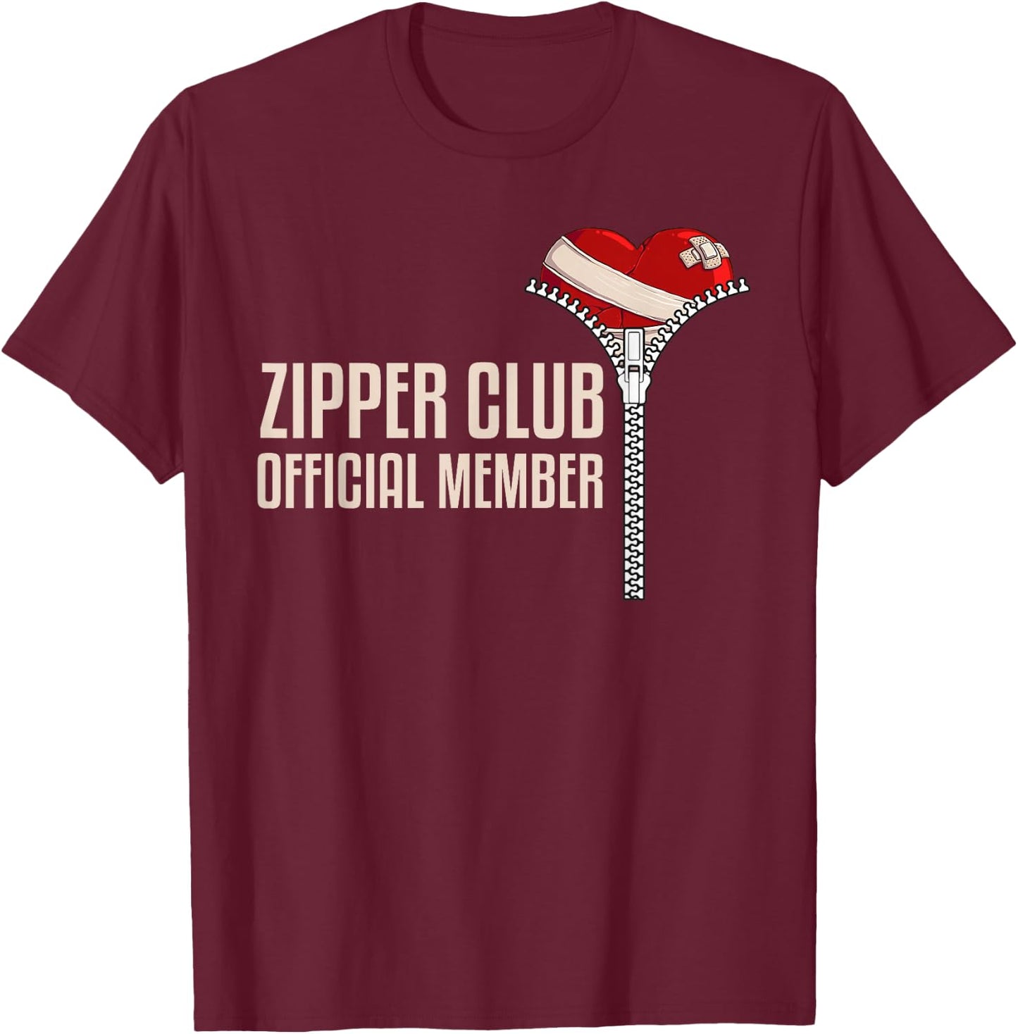 Cool Open Heart Surgery Art Men Women Zipper Club Recovery Small T-Shirt - T-Shirt | Maroon