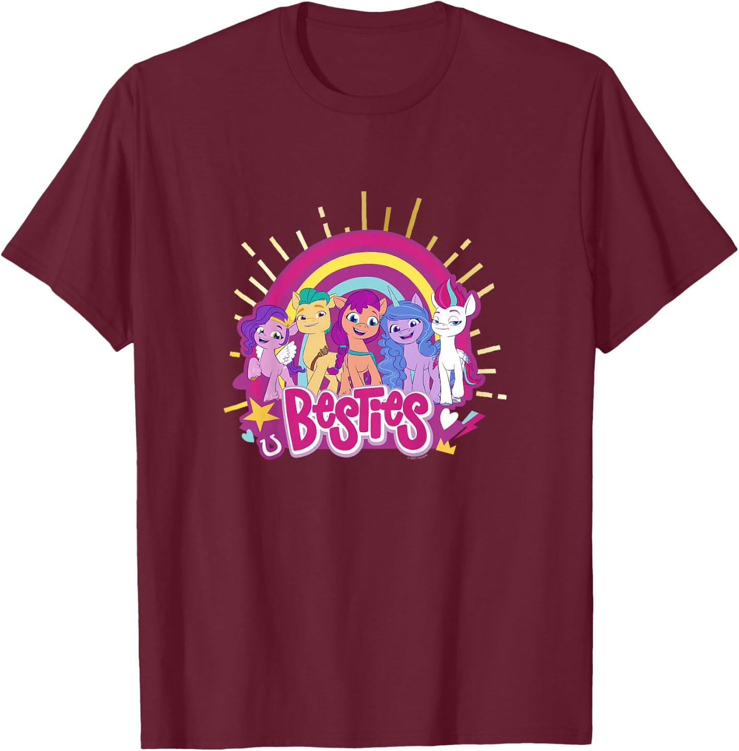 Hasbro My Little Pony: A New Generation Pony Line Up Besties T-Shirt - T-Shirt | Maroon