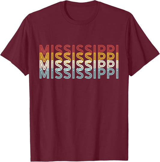 USA 70's State Retro Vintage Mississippi T-Shirt - T-Shirt | Maroon