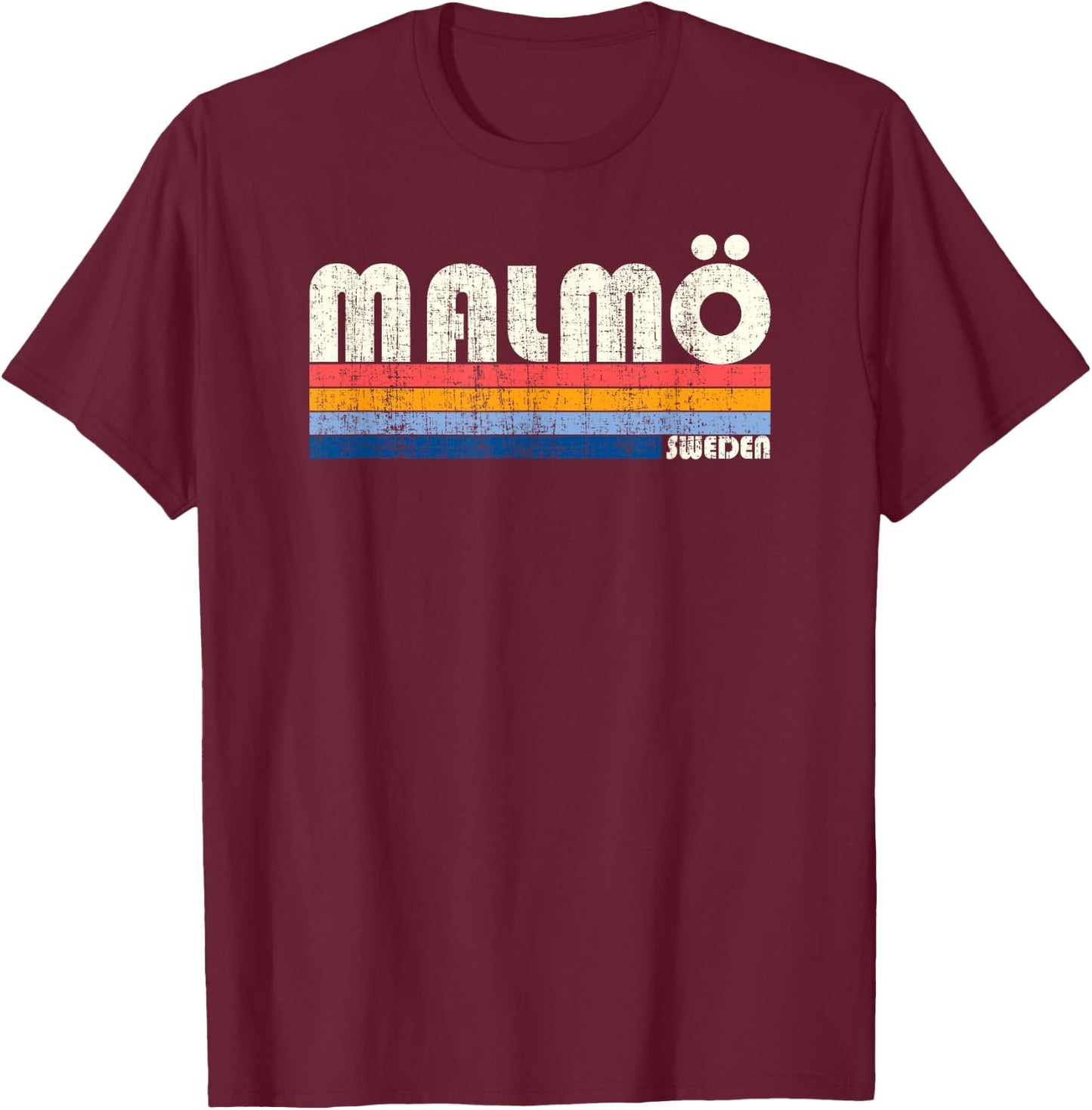 Retro Vintage 70s 80s Style Malmö, Sweden T-Shirt - T-Shirt | Maroon