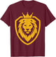 The King Lion Shield, Wild Lion Graphic Design Logo T-Shirt - T-Shirt | Maroon