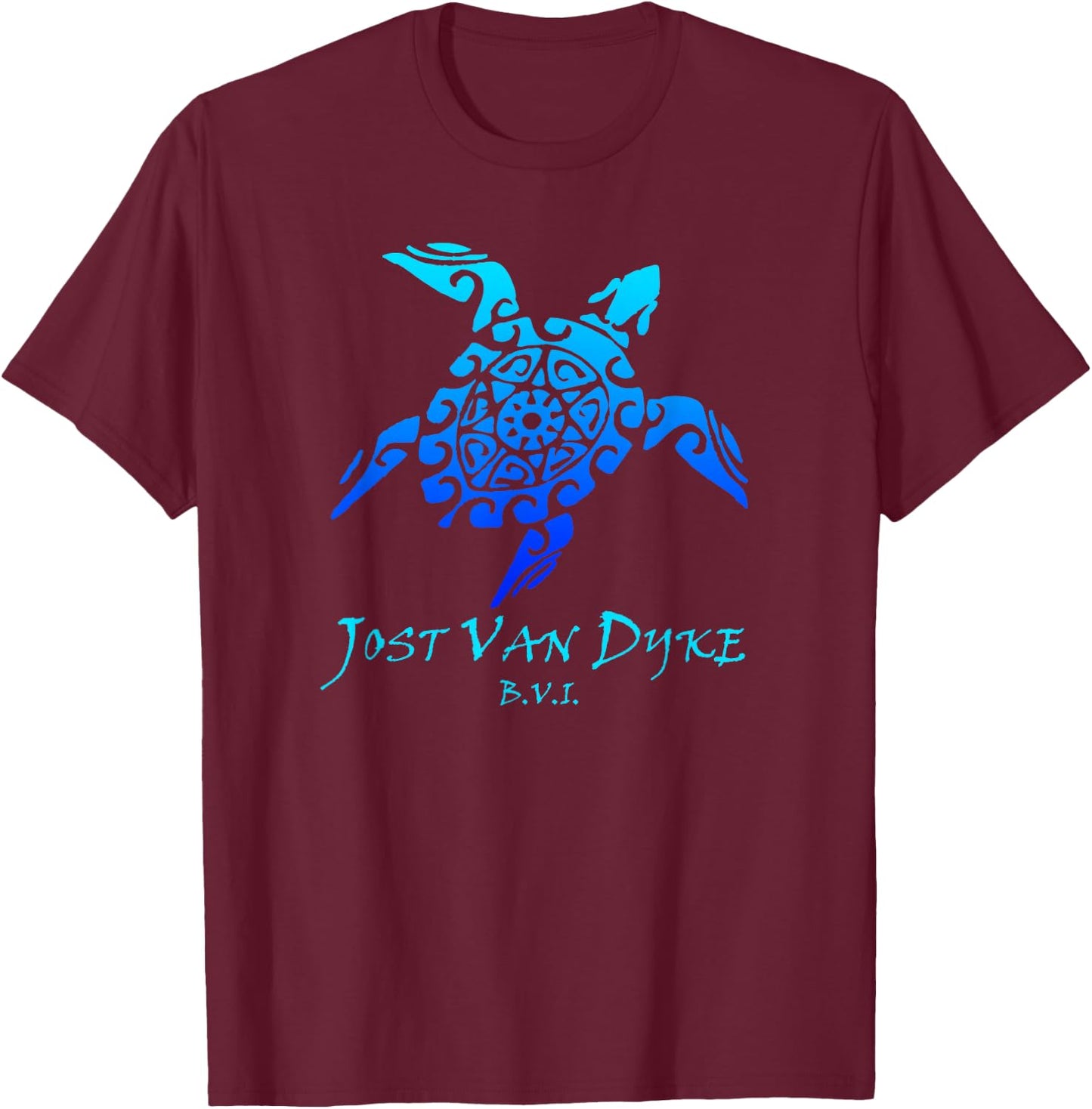 Jost Van Dyke, BVI Vintage Retro Tribal Turtle Vacation T-Shirt - T-Shirt | Maroon