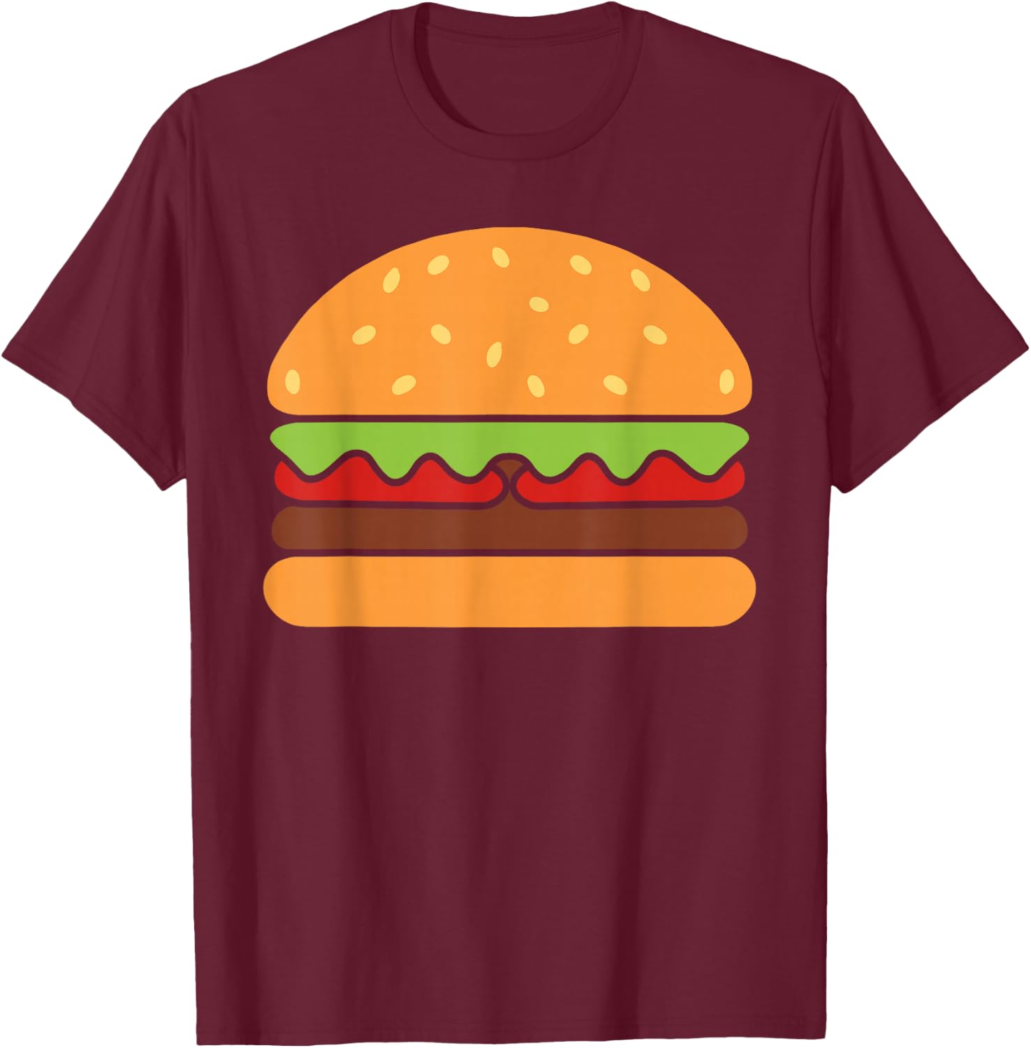 Cool Hamburger Art Men Women Minimalist Burger Cheeseburger T-Shirt - T-Shirt | Maroon