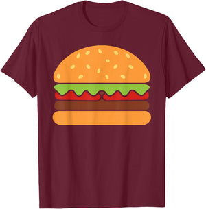Cool Hamburger Art Men Women Minimalist Burger Cheeseburger T-Shirt - T-Shirt | Maroon