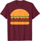 Cool Hamburger Art Men Women Minimalist Burger Cheeseburger T-Shirt - T-Shirt | Maroon