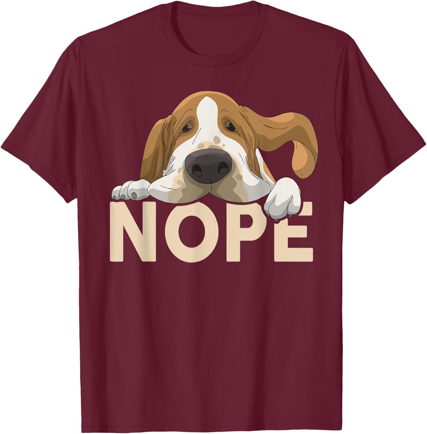 Basset-Hound Shirt Nope Lazy Dog Funny Men Women Lover Gift T-Shirt - T-Shirt | Maroon