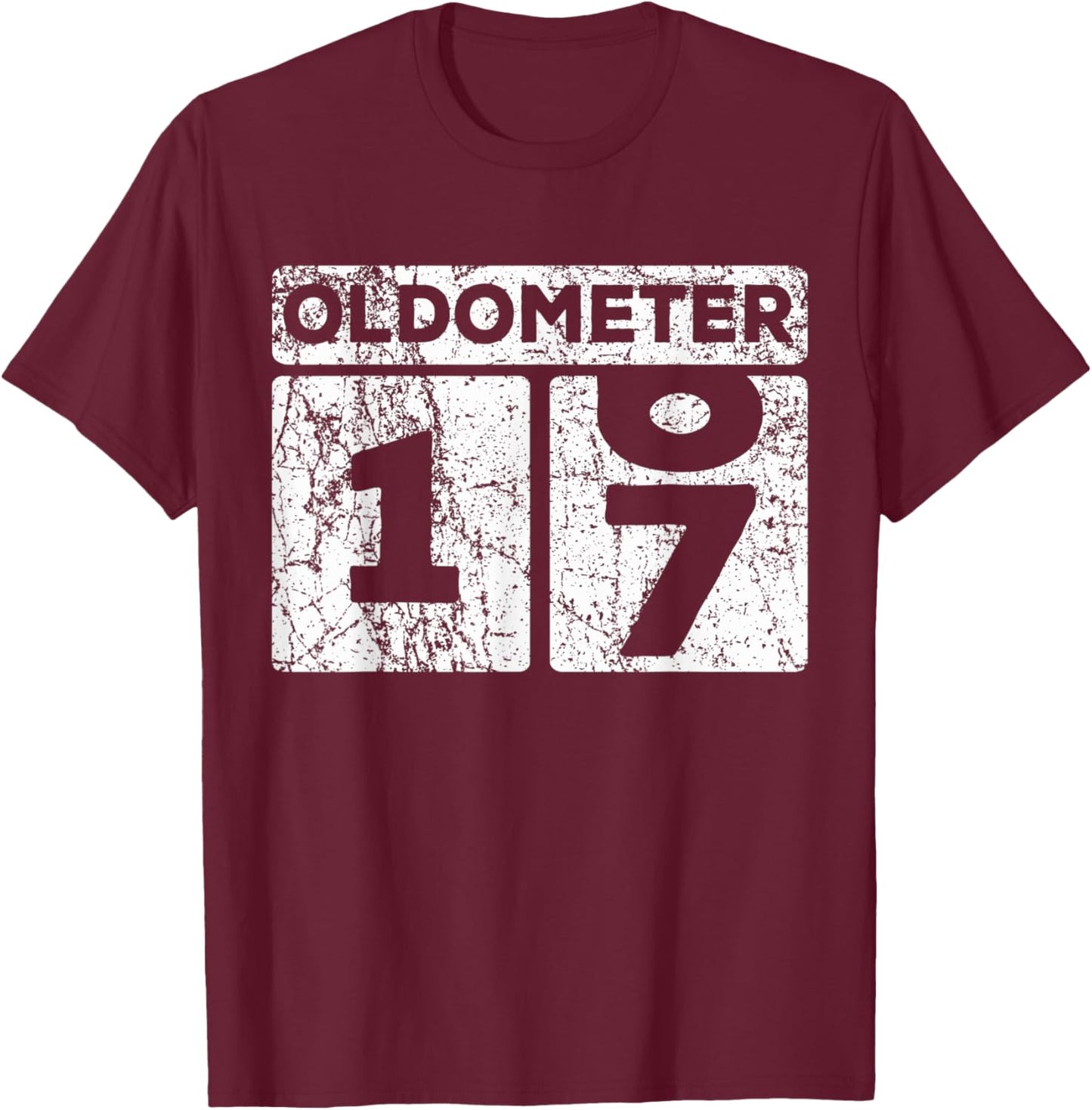 Oldometer 16-17 Car Odometer Funny 17th Birthday T-Shirt - T-Shirt | Maroon