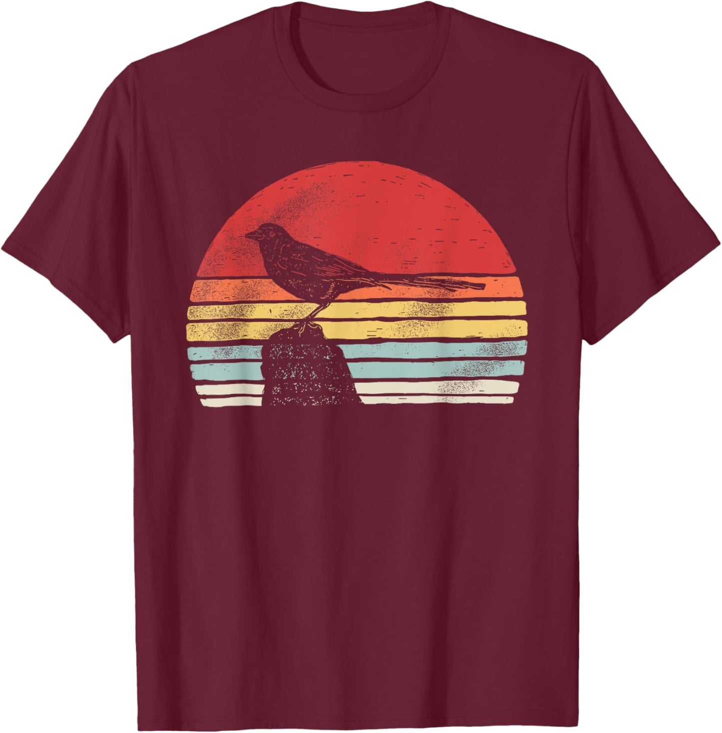 Vintage Retro Magpie Bird T-Shirt - T-Shirt | Maroon