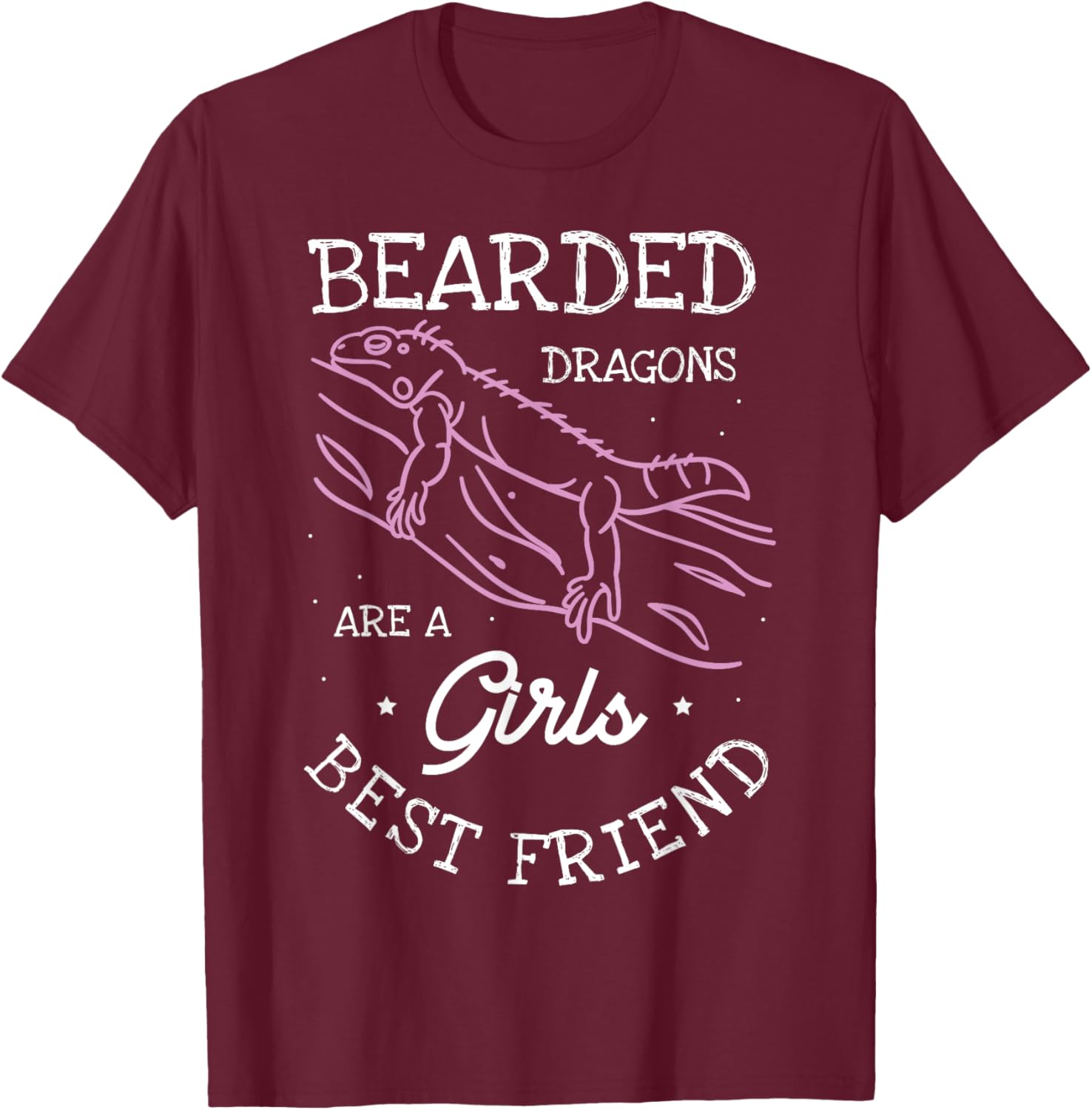 Bearded dragons are a girls best friend | Bearded Dragon T-Shirt - T-Shirt | Maroon