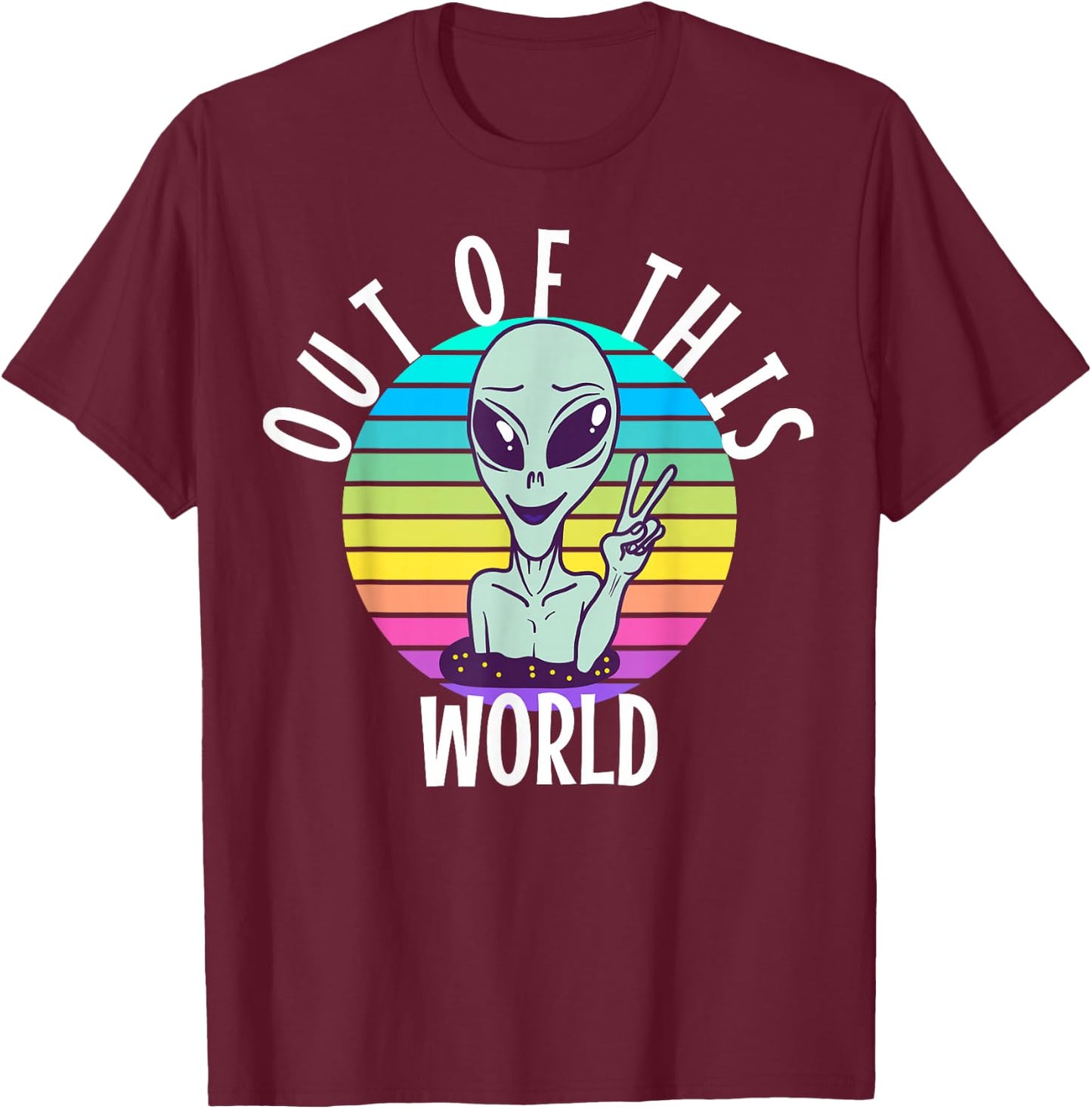 Funny Alien and UFO Space Apparel Out of This World - -Adults, -Kids - Black - Short Sleeve - Alien-Themed - Cotton, Polyester - Small T-Shirt - T-Shirt | Maroon