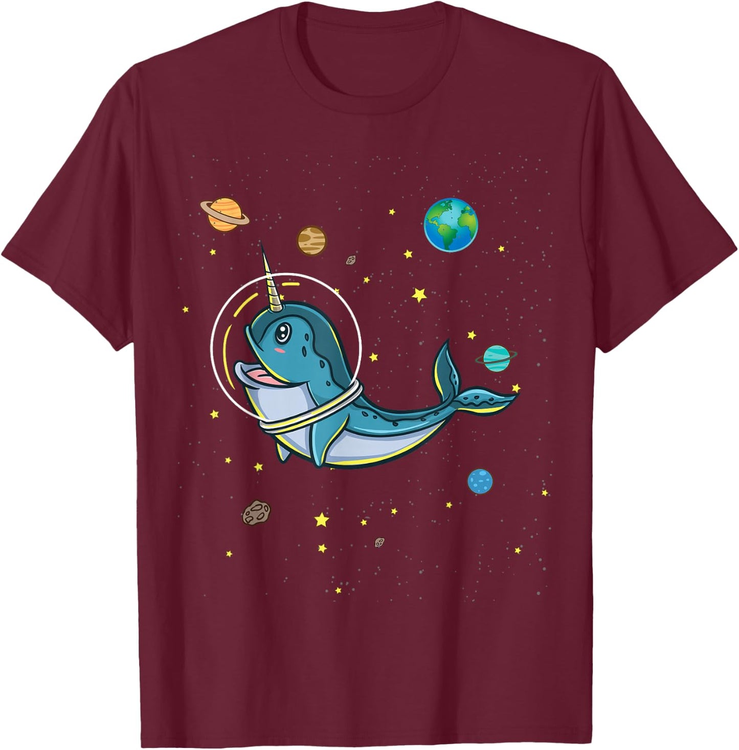 Narwhal In Space Narwhal Lover T-Shirt - T-Shirt | Maroon