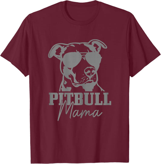 Pitbull Mom Funny Cute Dog Pitbull Mama T-Shirt - T-Shirt | Maroon