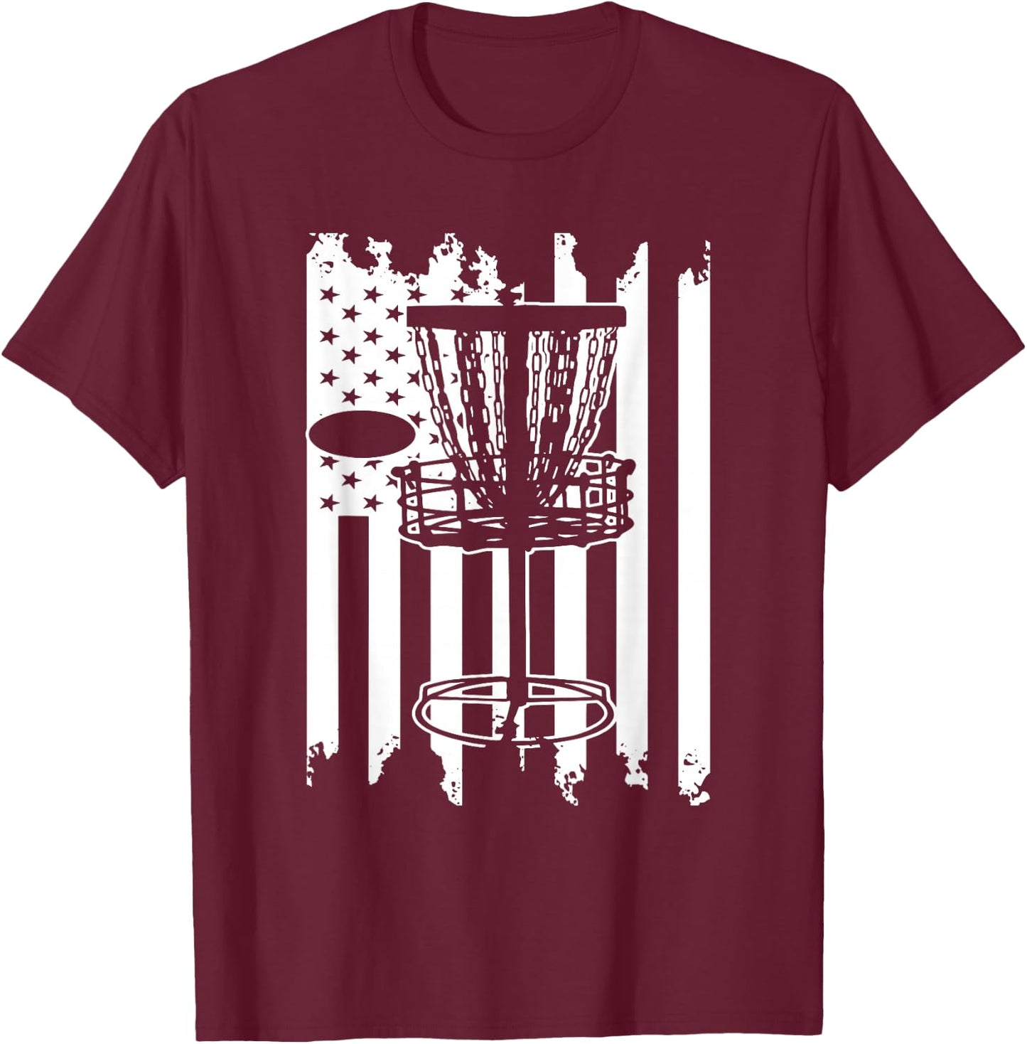 Disc Golf USA Flag T-Shirt - T-Shirt | Maroon