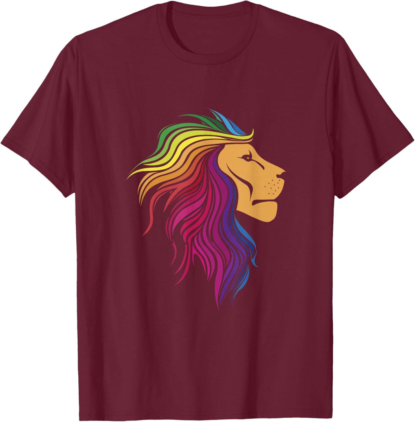 Rainbow Lion | Rainbow Lesbian Funny Pride Month T-Shirt - T-Shirt | Maroon