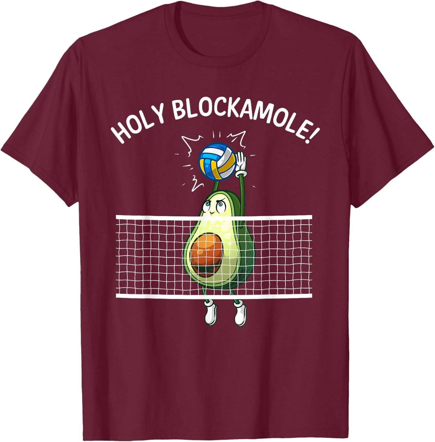 Funny Volleyball Women Holy Guacamole Player Blocker T-Shirt - T-Shirt | Maroon