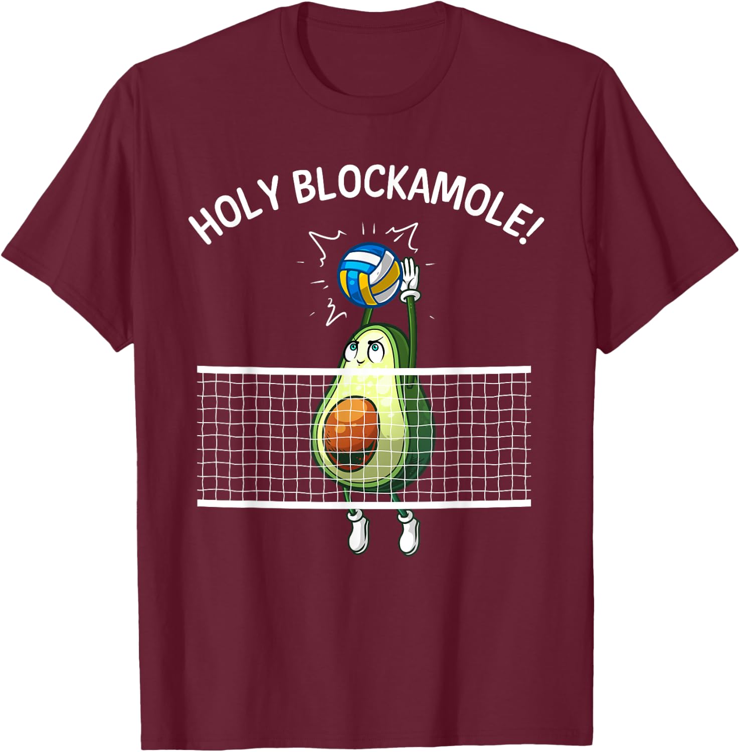 Funny Volleyball Women Holy Guacamole Player Blocker T-Shirt - T-Shirt | Maroon
