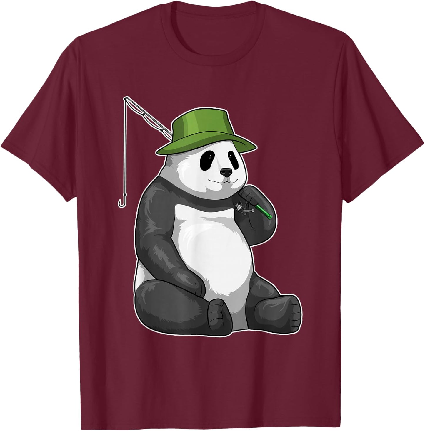 Panda Angler Fishing rod Fishing T-Shirt - T-Shirt | Maroon