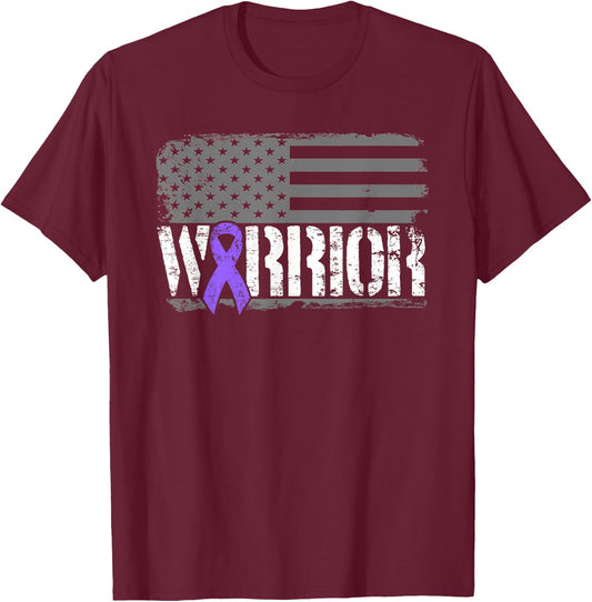 Hodgkins Lymphoma Warrior Awareness - American Flag T-Shirt - T-Shirt | Maroon