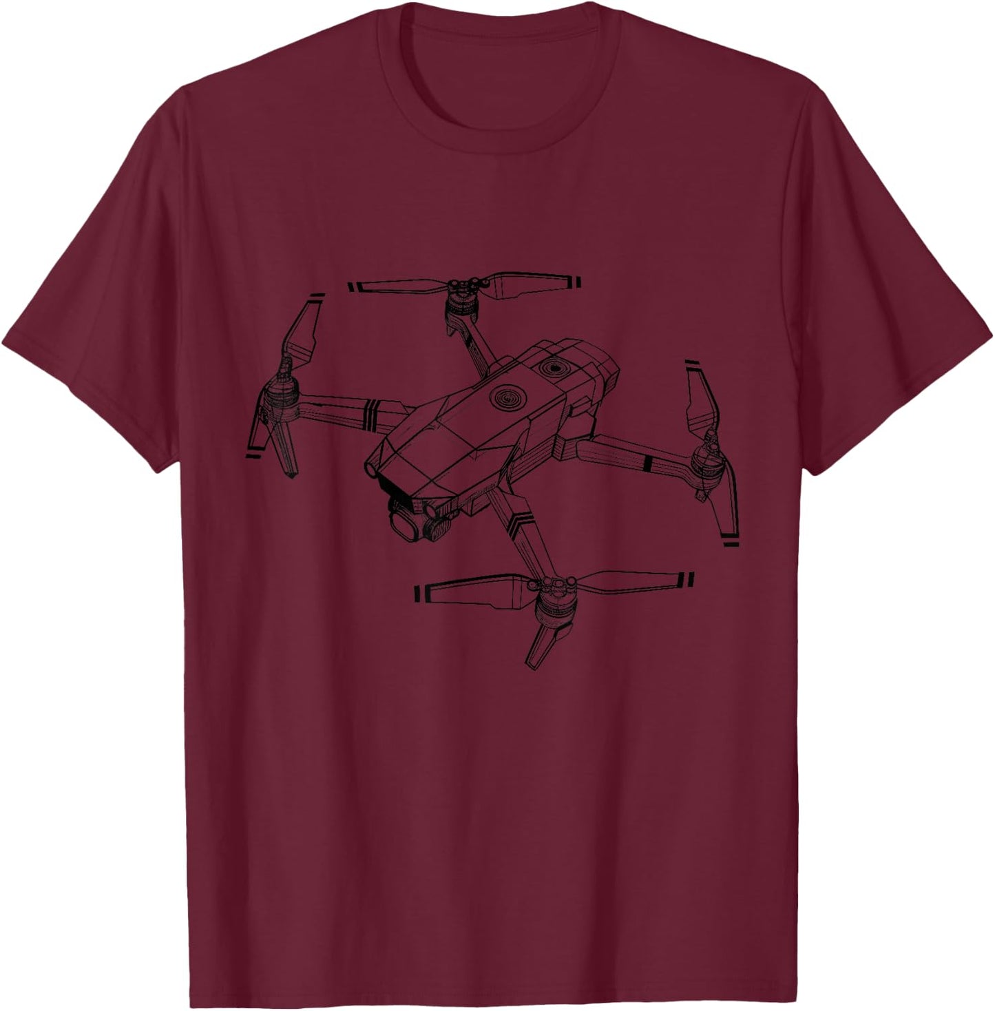 Drone Pilot Quadcopter Operator RC Minimalist Blueprint T-Shirt - T-Shirt | Maroon