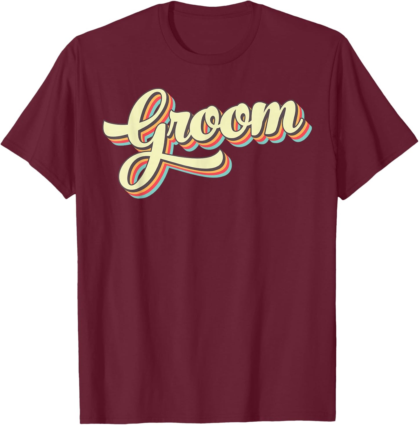 Groom Retro Art Baseball Font Vintage T-Shirt - T-Shirt | Maroon