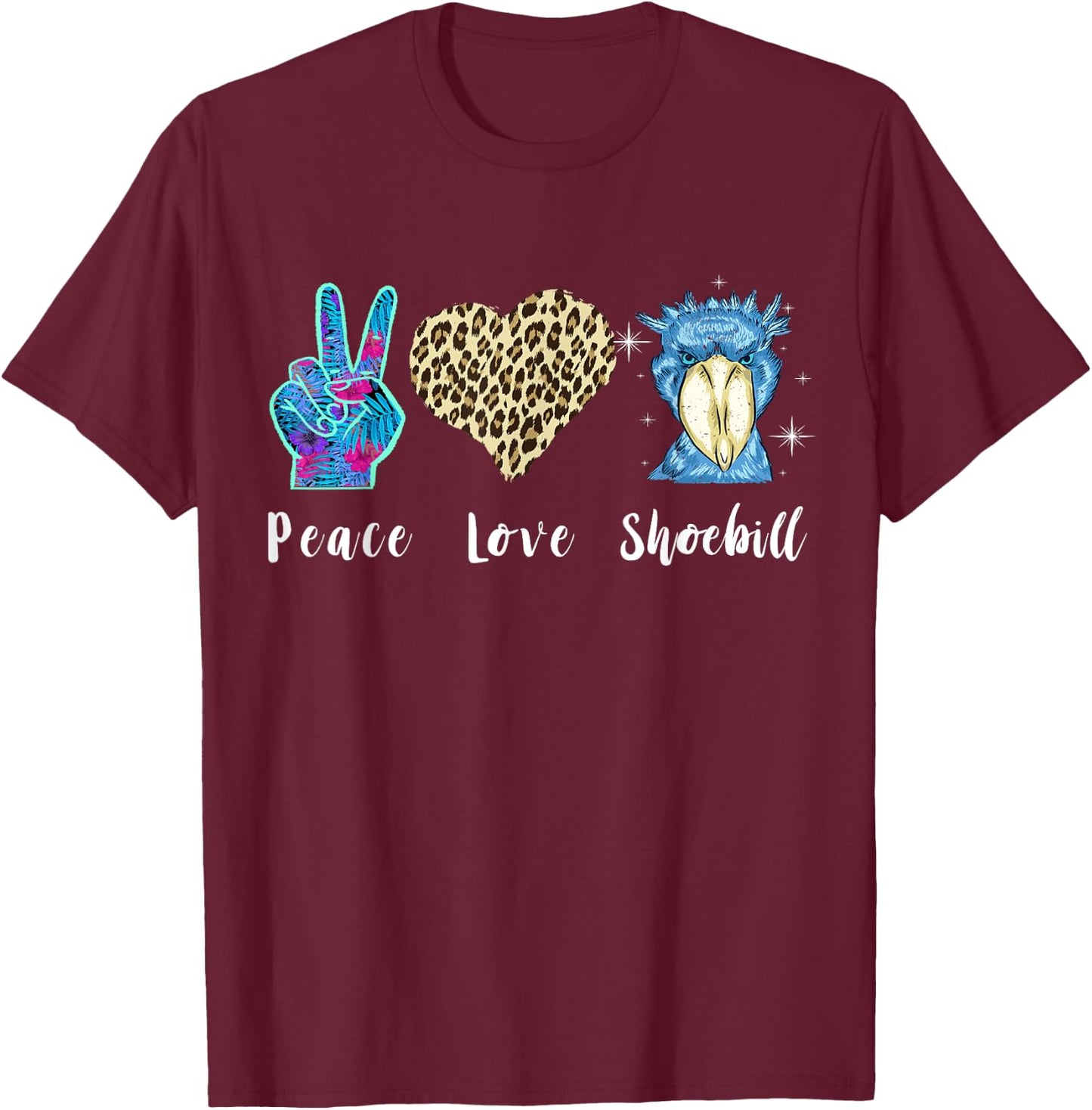 Shoebill Love Peace African Bird Shoebill Bird African Stork T-Shirt - T-Shirt | Maroon