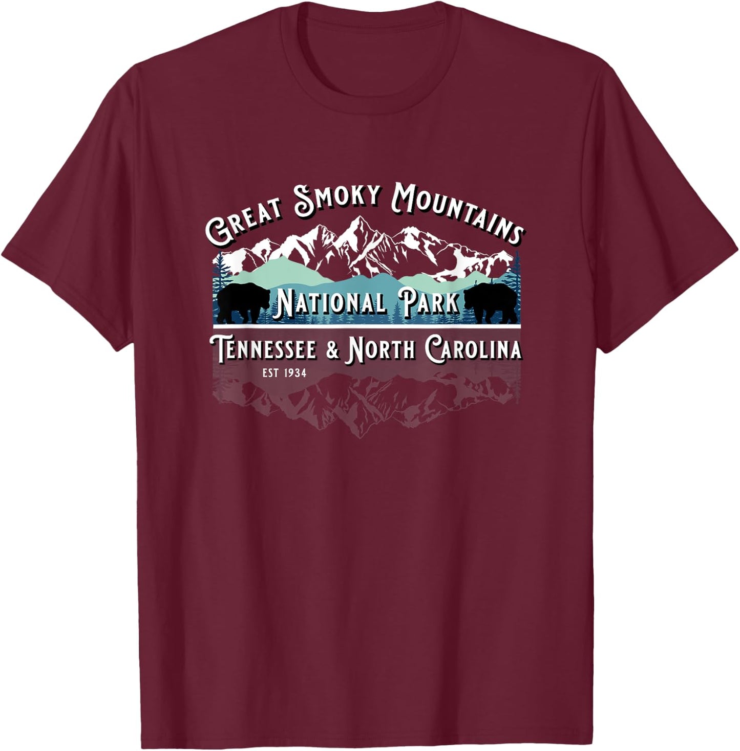 Great Smoky Mountains National Park USA Bear Hiking Souvenir T-Shirt - T-Shirt | Maroon