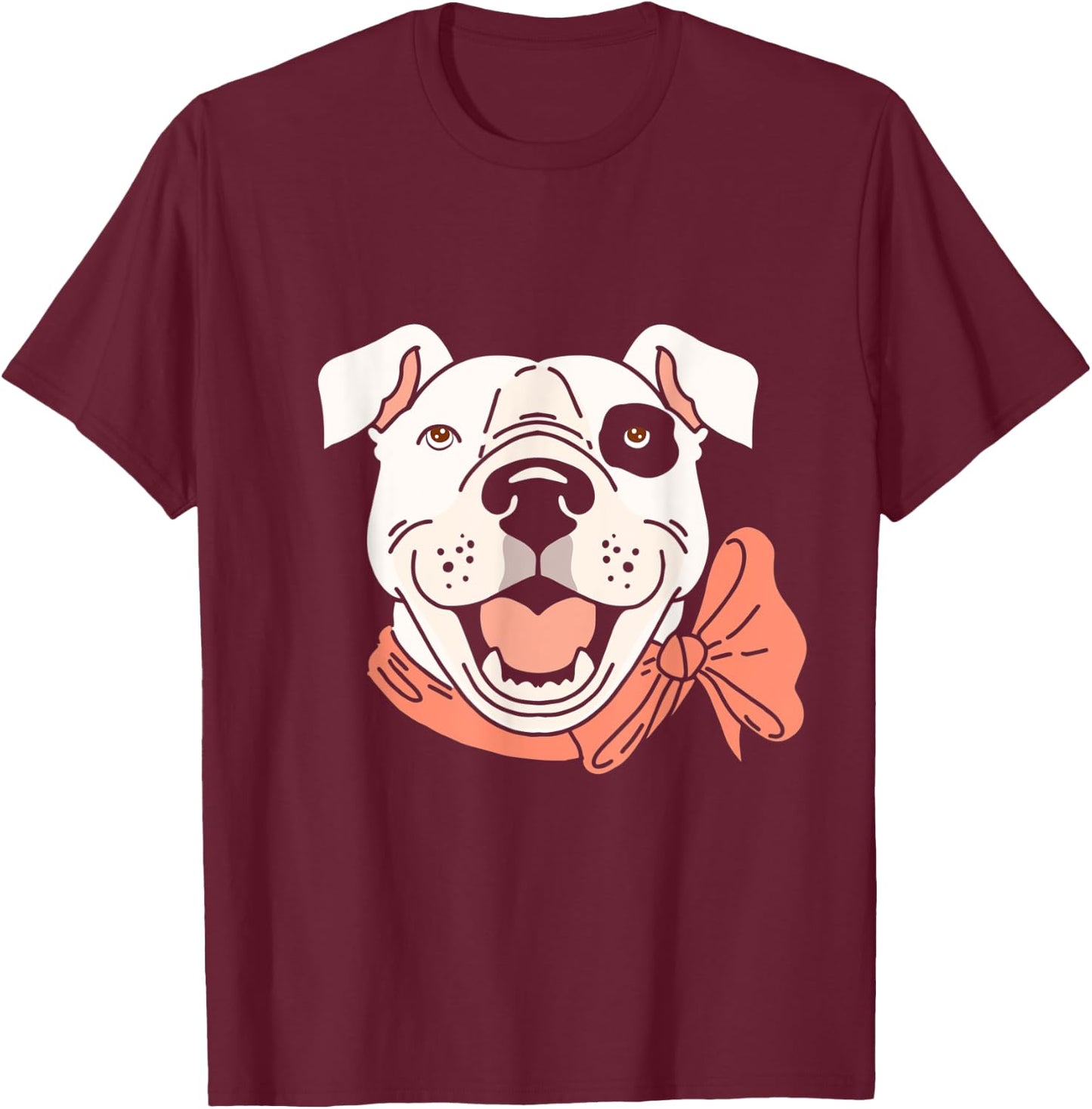 White with a Black Stain on a Eye and Brown Eyes, Pitbull T-Shirt - T-Shirt | Maroon