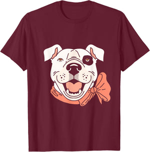 White with a Black Stain on a Eye and Brown Eyes, Pitbull T-Shirt - T-Shirt | Maroon
