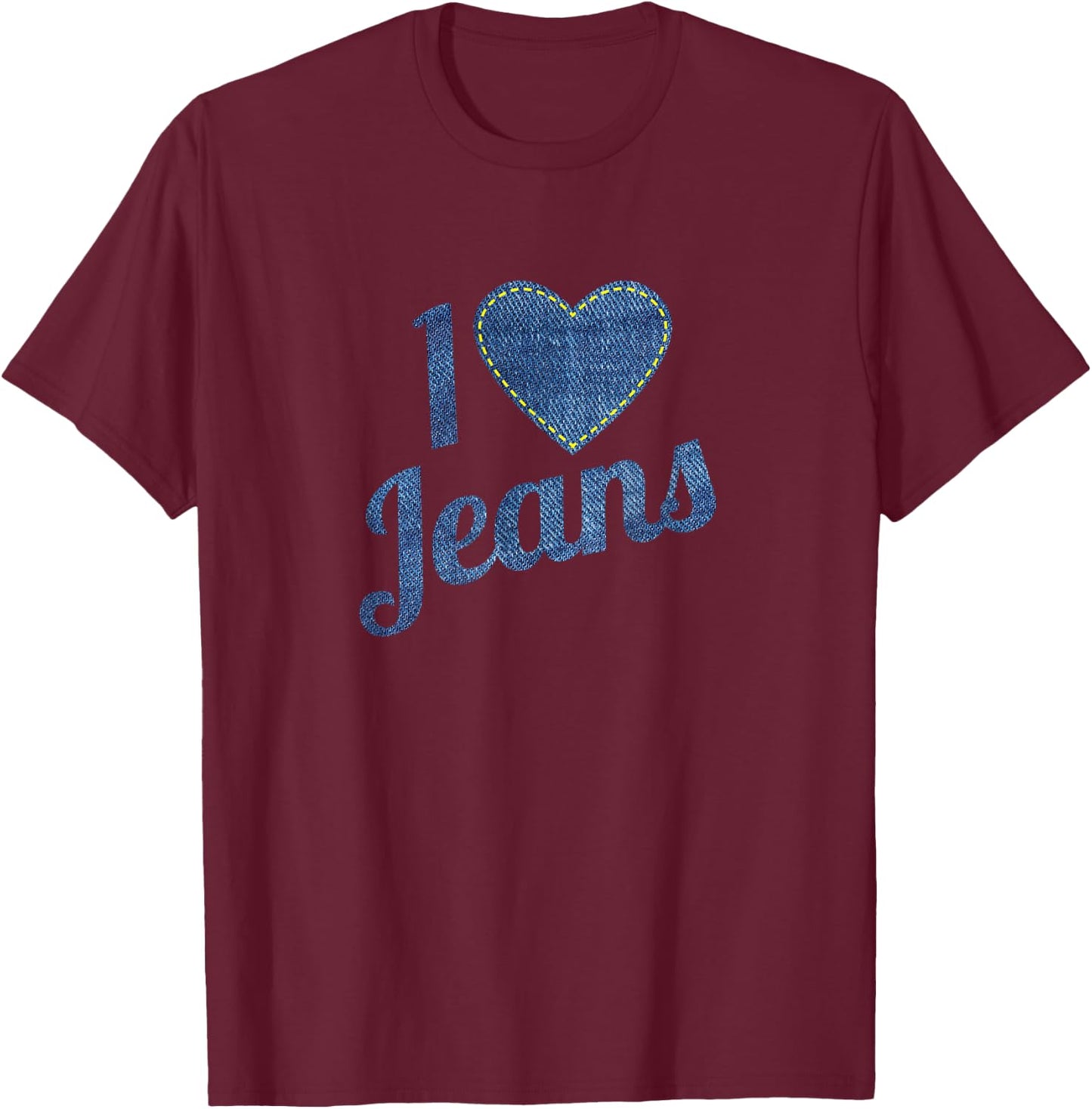I love Jeans vintage Fashion Design with Seam Heart T-Shirt - T-Shirt | Maroon