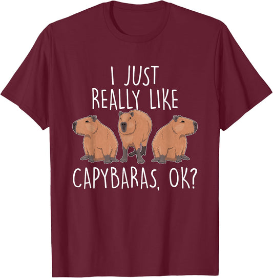 I Just Really Like Capybaras Ok – Rodent Pet Owner Carpincho T-Shirt - T-Shirt | Maroon
