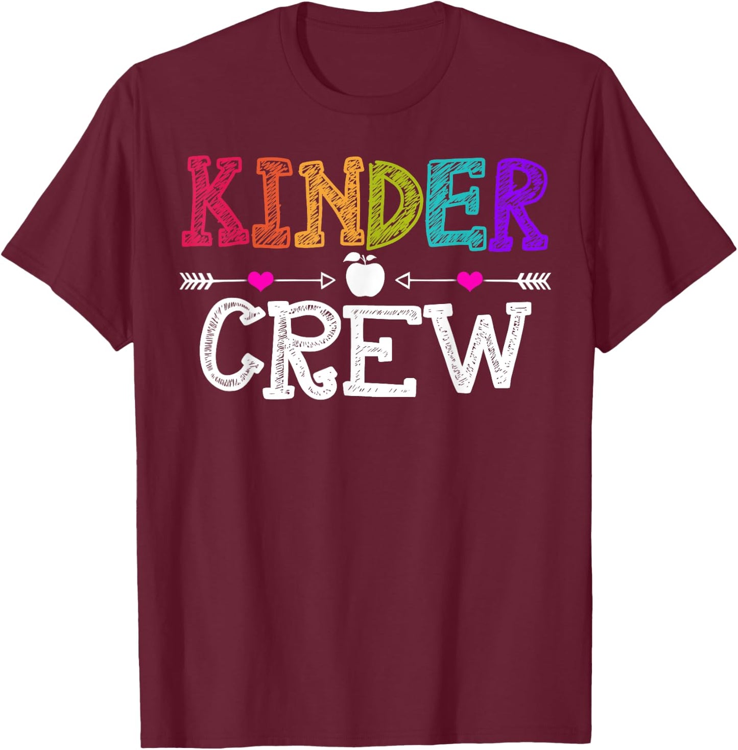 Kinder Crew Funny Kindergarten Teacher 1st Day of School Men Women Girls Kids T-Shirt - T-Shirt | Maroon