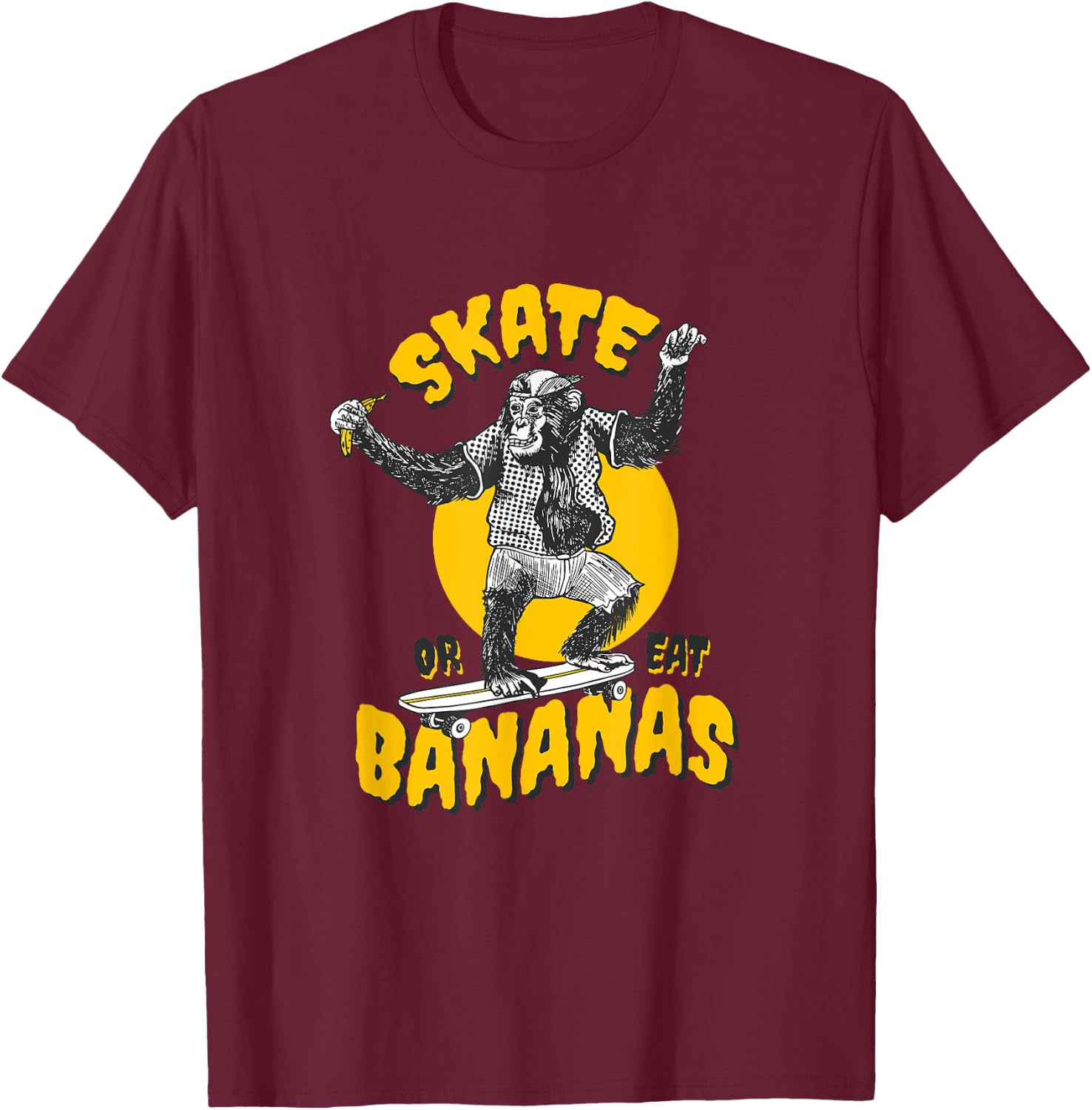 Skater Monkey Skateboard T-Shirt - T-Shirt | Maroon