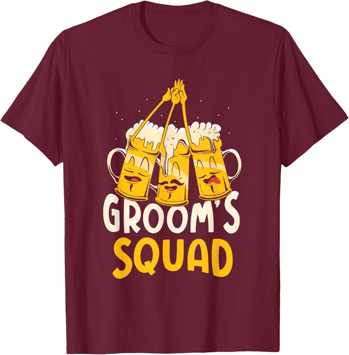 Groom's Squad Team Bachelor Groom Party Bride T-Shirt - T-Shirt | Maroon