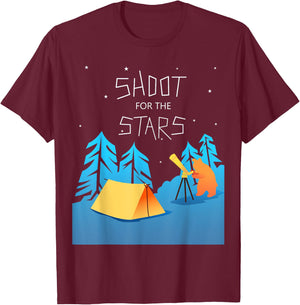 Stargazing Bear Funny Camping Telescope Astronomy T-Shirt - T-Shirt | Maroon