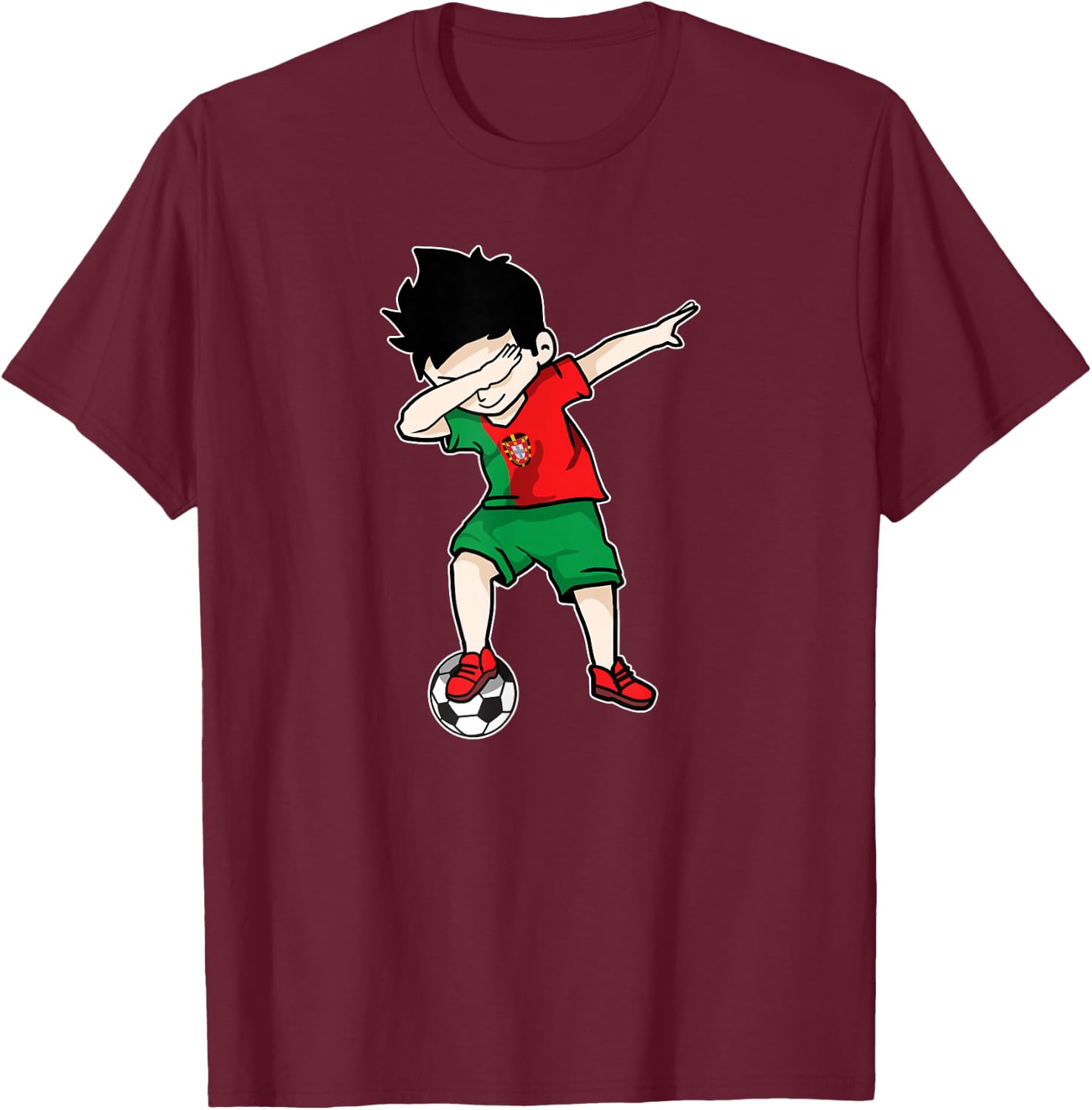 Dabbing Soccer Boy Portugal Football - Portuguese Gift T-Shirt - T-Shirt | Maroon