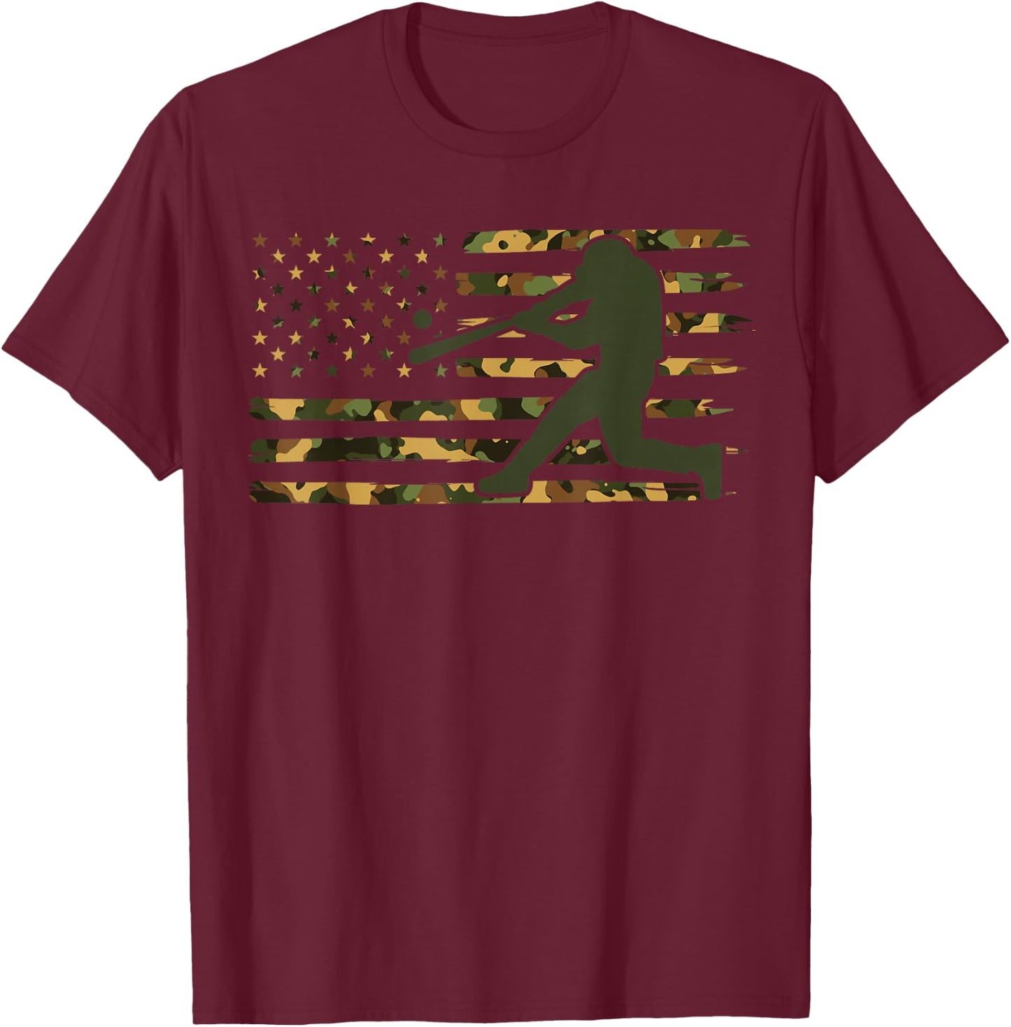 Camo USA Flag Baseball - American Flag Baseball T-Shirt - T-Shirt | Maroon