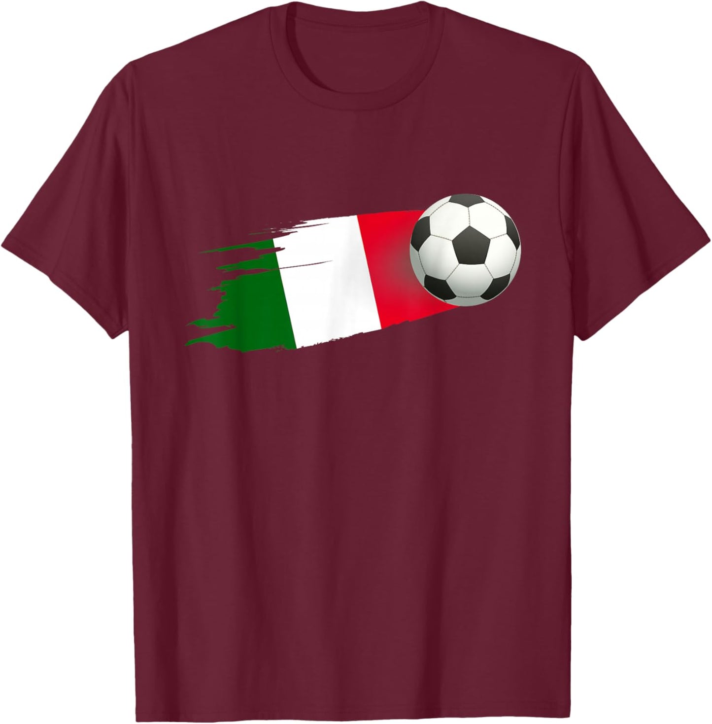 Italy Football Ball Italy Flag Jersey - Italian Football Fan T-Shirt - T-Shirt | Maroon