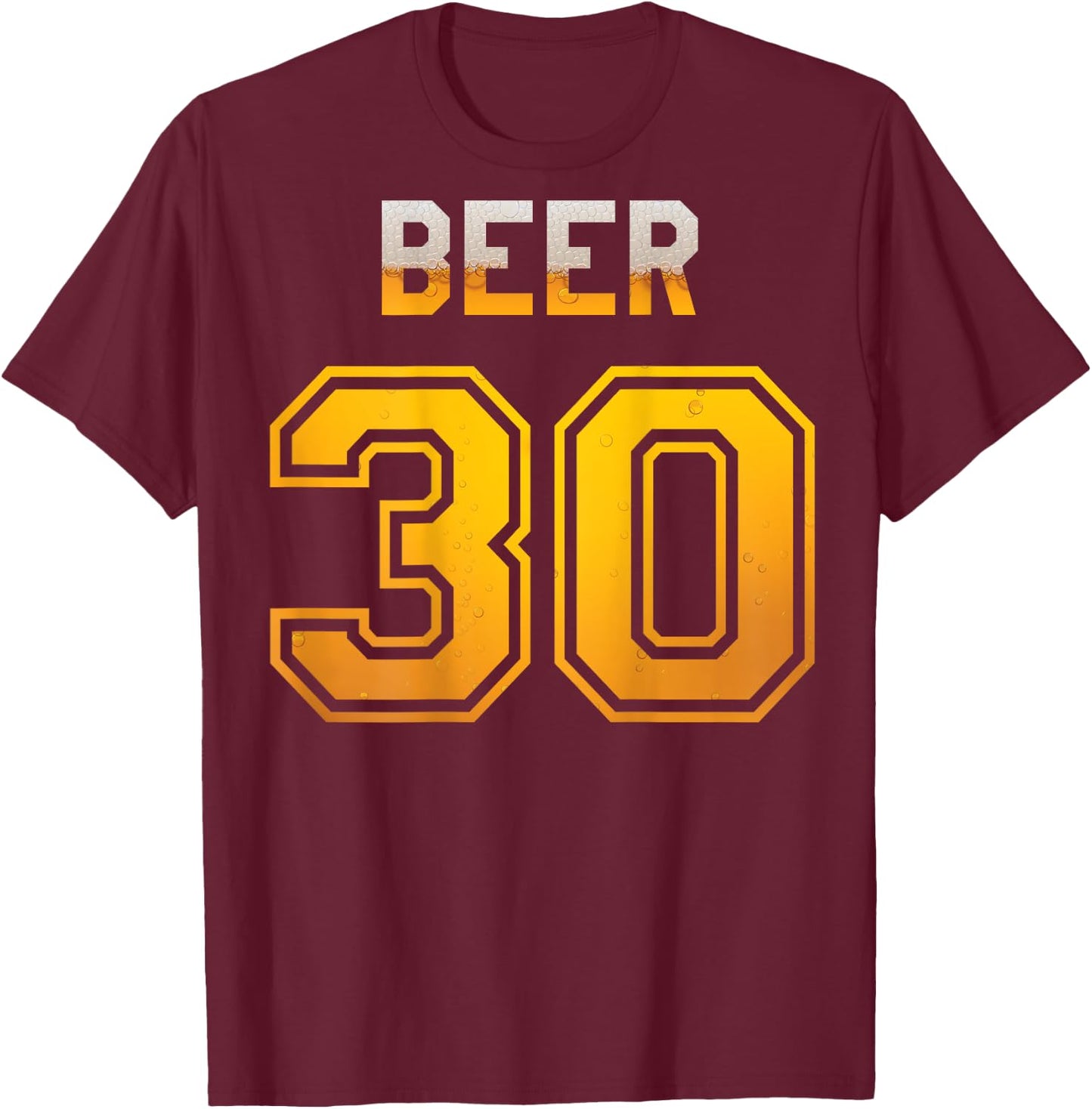 Beer 30 Baseball Style Jersey Uniform T-Shirt - T-Shirt | Maroon