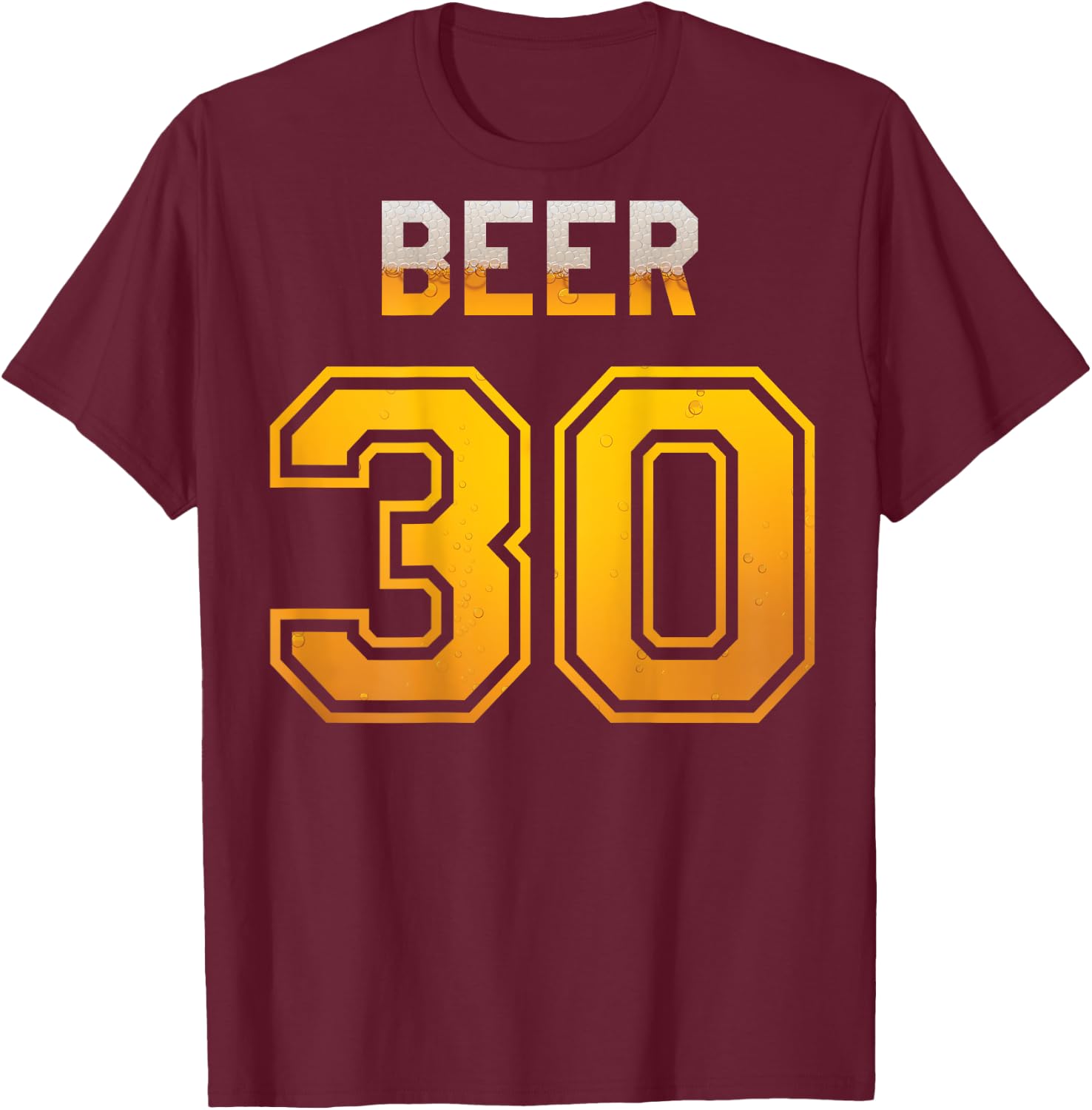 Beer 30 Baseball Style Jersey Uniform T-Shirt - T-Shirt | Maroon