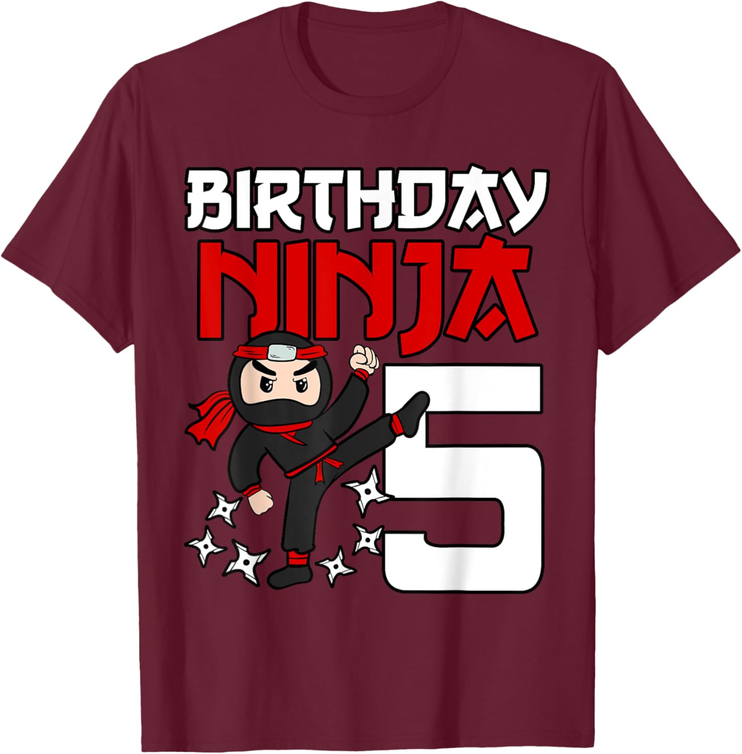 Birthday Ninja 7th Birthday Japan Boys Kids Ninja Party T-Shirt - T-Shirt | Maroon