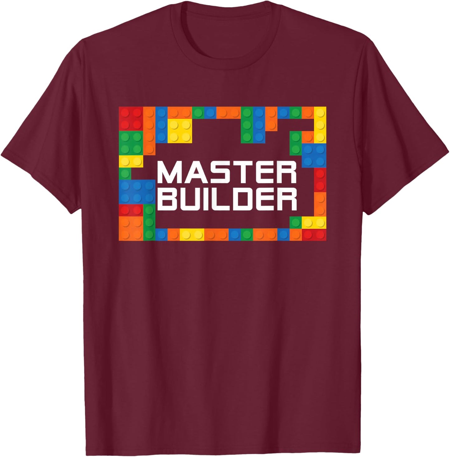 Master Builder Engineer Big Building Blocks Build Children T-Shirt - T-Shirt | Maroon
