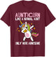 Auntie For Kids & Aunt Unicorn Aunticorn Like An Aunt Only Awesome Dabbing Unicorn Women's Classic Fit Black Cartoon T-Shirt - T-Shirt | Maroon