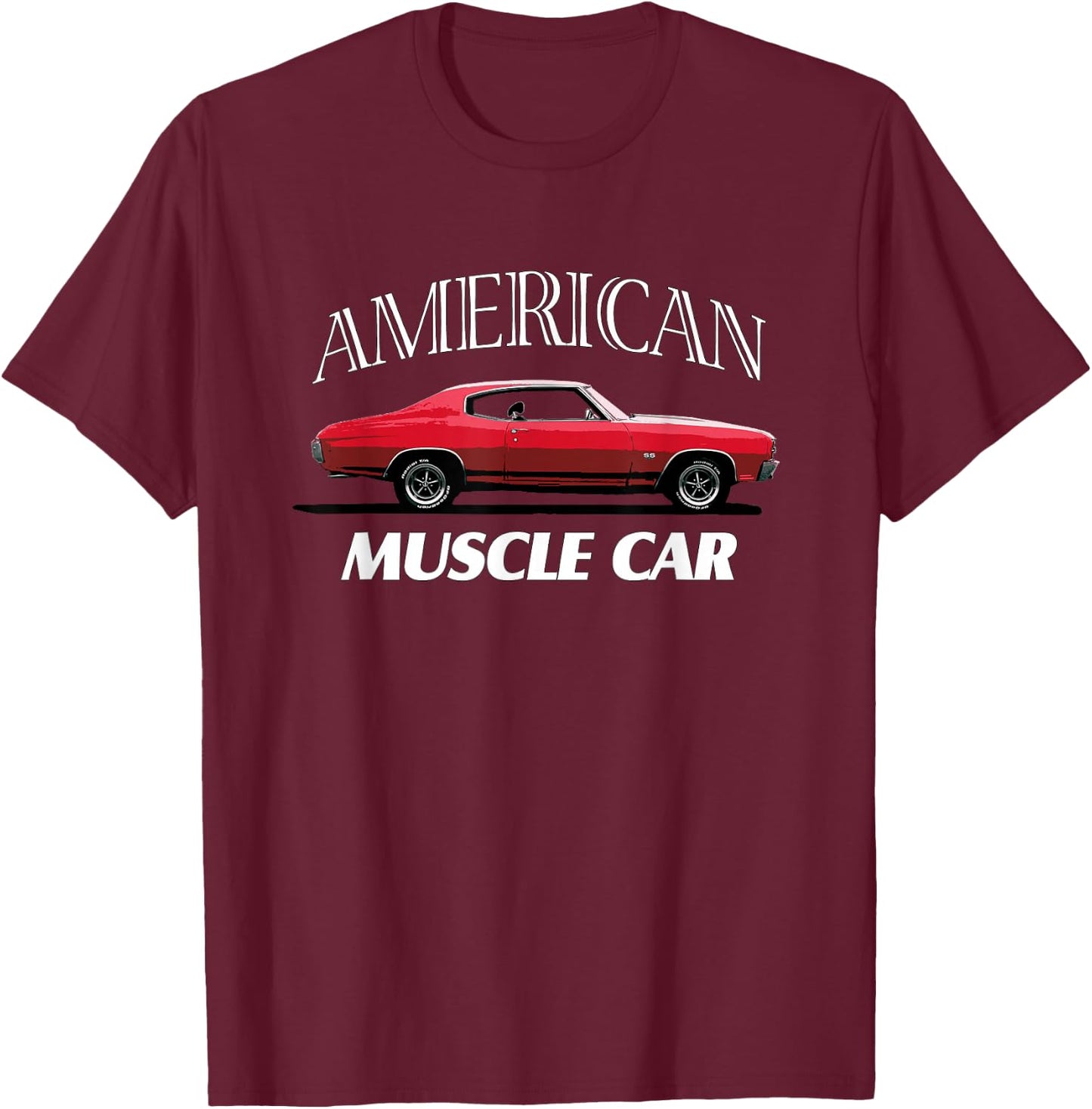 Muscle Car American Shirt. Vintage T-Shirt - T-Shirt | Maroon